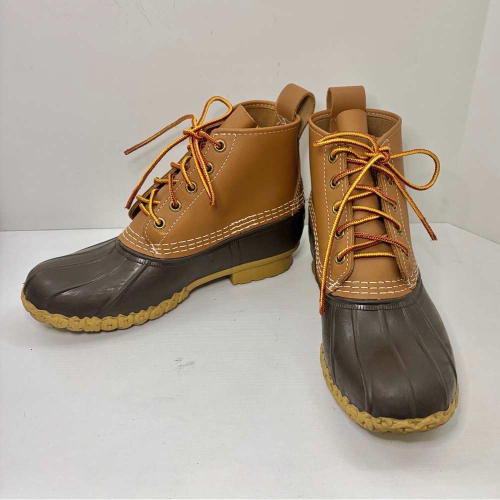 L.L. Bean Classic Bean Boot Tan Leather Brown Lace Up Waterproof Boots Size 7